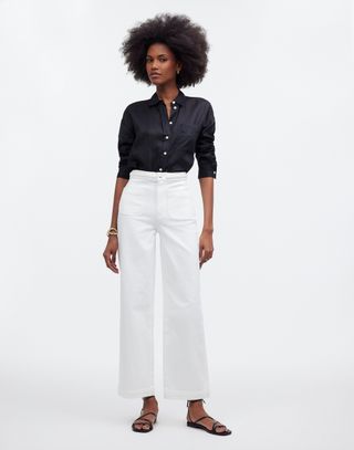 Madewell X Lisa Says Gah! the Perfect Vintage Wide-Leg Crop Jean in Eyelet White