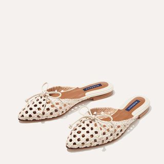 The Ballet Mule - Ecru Woven Leather