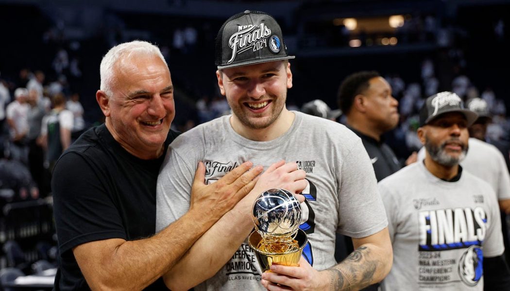 Mavericks' Luka Doncic gets celebratory beer swiftly taken away by team executive