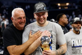 Mavericks' Luka Doncic gets celebratory beer swiftly taken away by team executive