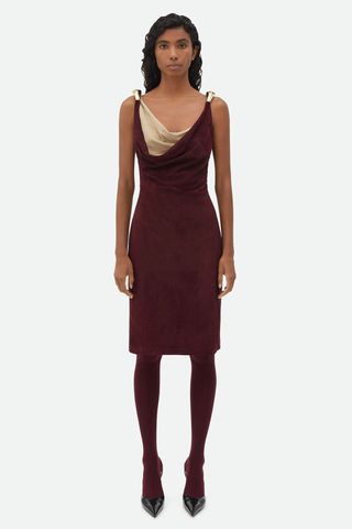 Bottega Veneta Fluid Metal Detailed Midi Dress