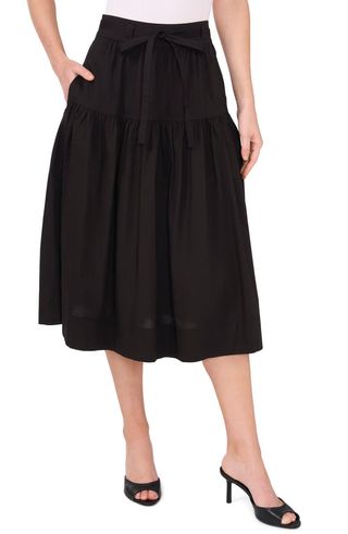 Tie Waist Cotton Blend Skirt