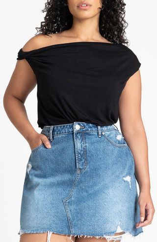 Twist Sleeve One Shoulder Top