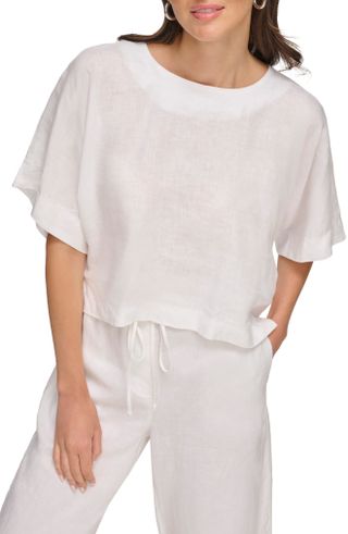 DKNY, Drop Shoulder Boxy Linen Top