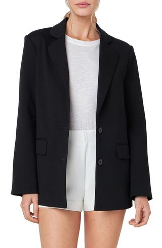 Curved Lapel Stretch Cotton Blazer