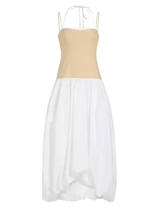 Cotton-Blend Bustier Midi-Dress