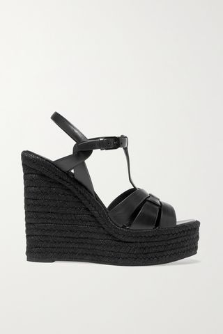 Tribute Woven Leather Espadrille Wedge Sandals