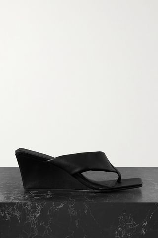 + Net Sustain Leather Wedge Sandals