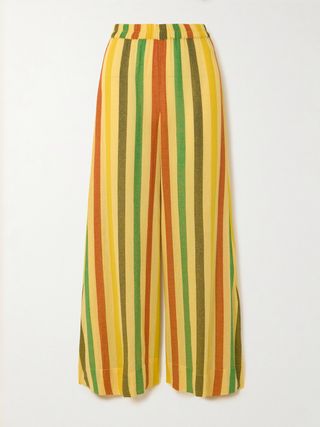 Elira Striped Cotton-Gauze Wide-Leg Pants