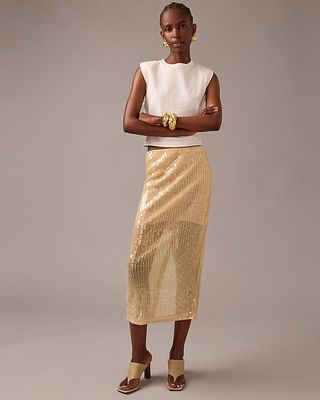 Collection Layered Sequin Midi Skirt