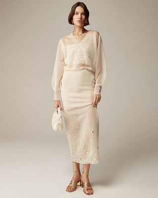 Collection Sheer Sweater-Skirt With Sequins