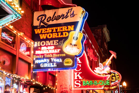 Historic honky-tonks, bars and restaurants on Broadway.