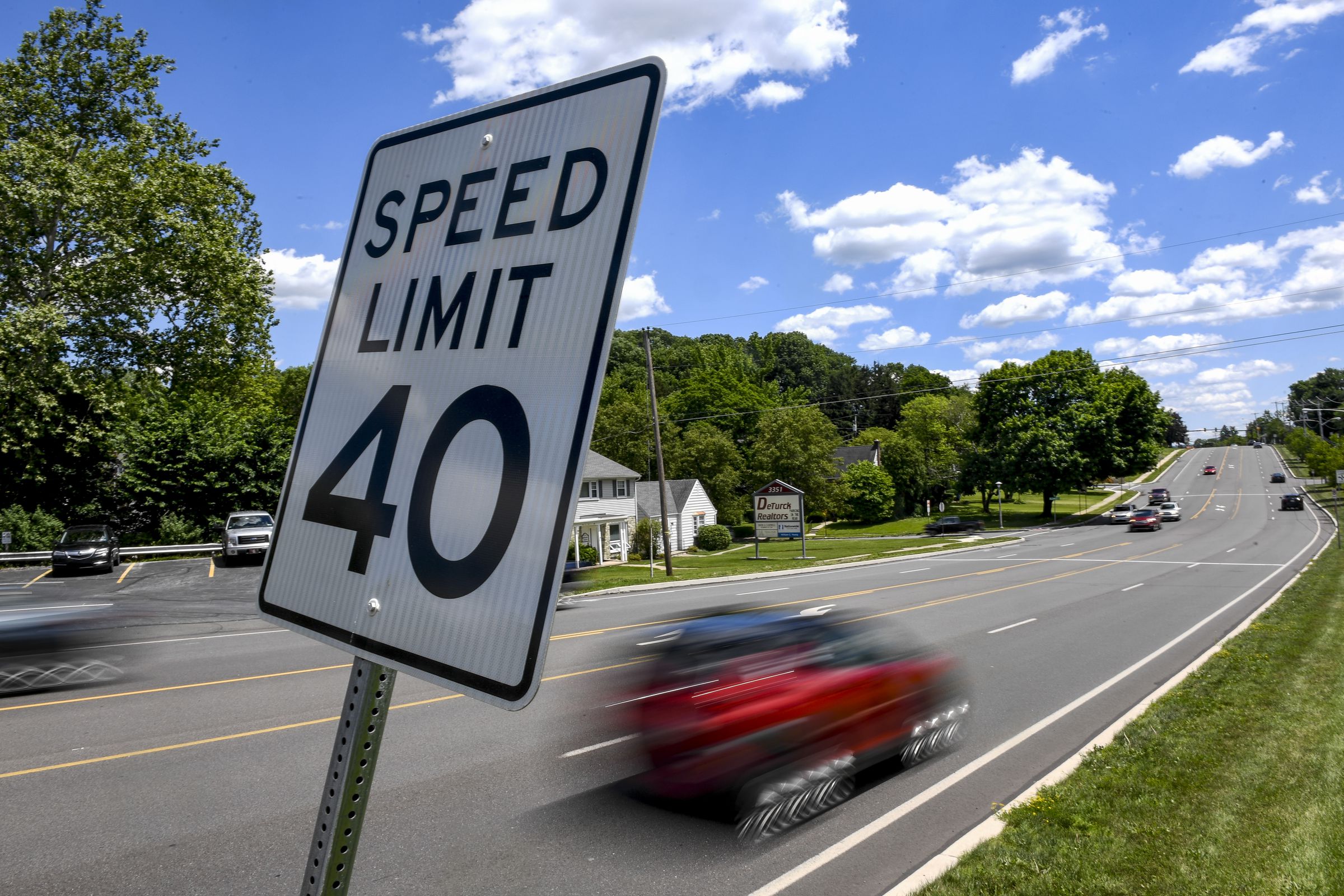 Speed limit sign on a highway