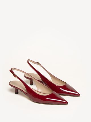 pointy-toe slingback kitten heels in burgundy