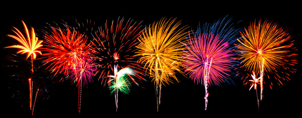 colorful fireworks on black background