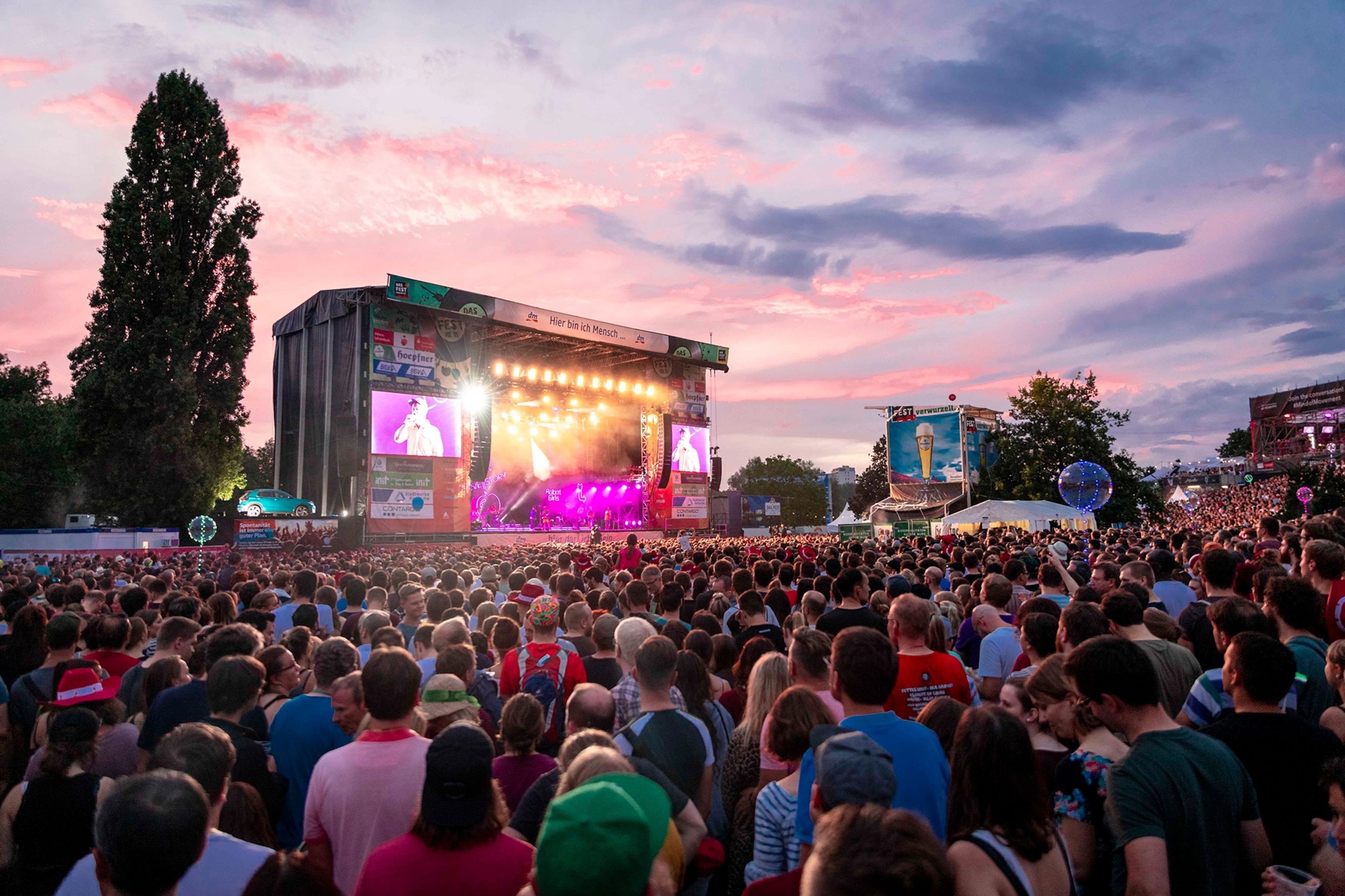 A crowd of people enjoying live music at Das Fest in Karlsruhe, in the state of Baden-Württemberg, Germany.