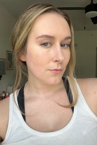 Beauty editor Kaitlyn McLintock before using Pat McGrath powder