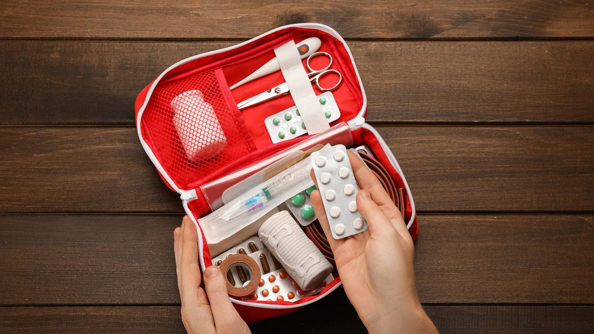 Medications in toiletry bag