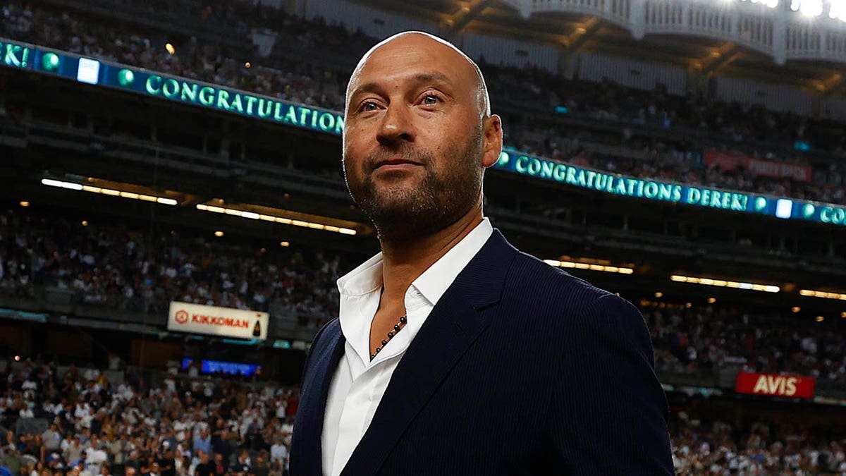 Derek Jeter looks into stands at Yankee Stadium