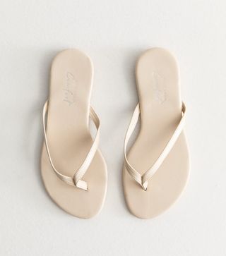 New Look Leather Look Flip Flops