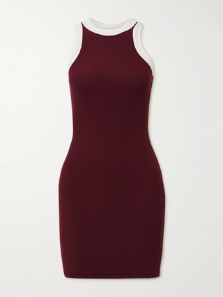 Soft Lounge Ringer Tank Mini Dress - Maroon