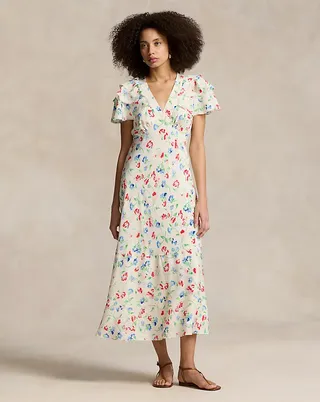 Floral Silk Crepe Dress