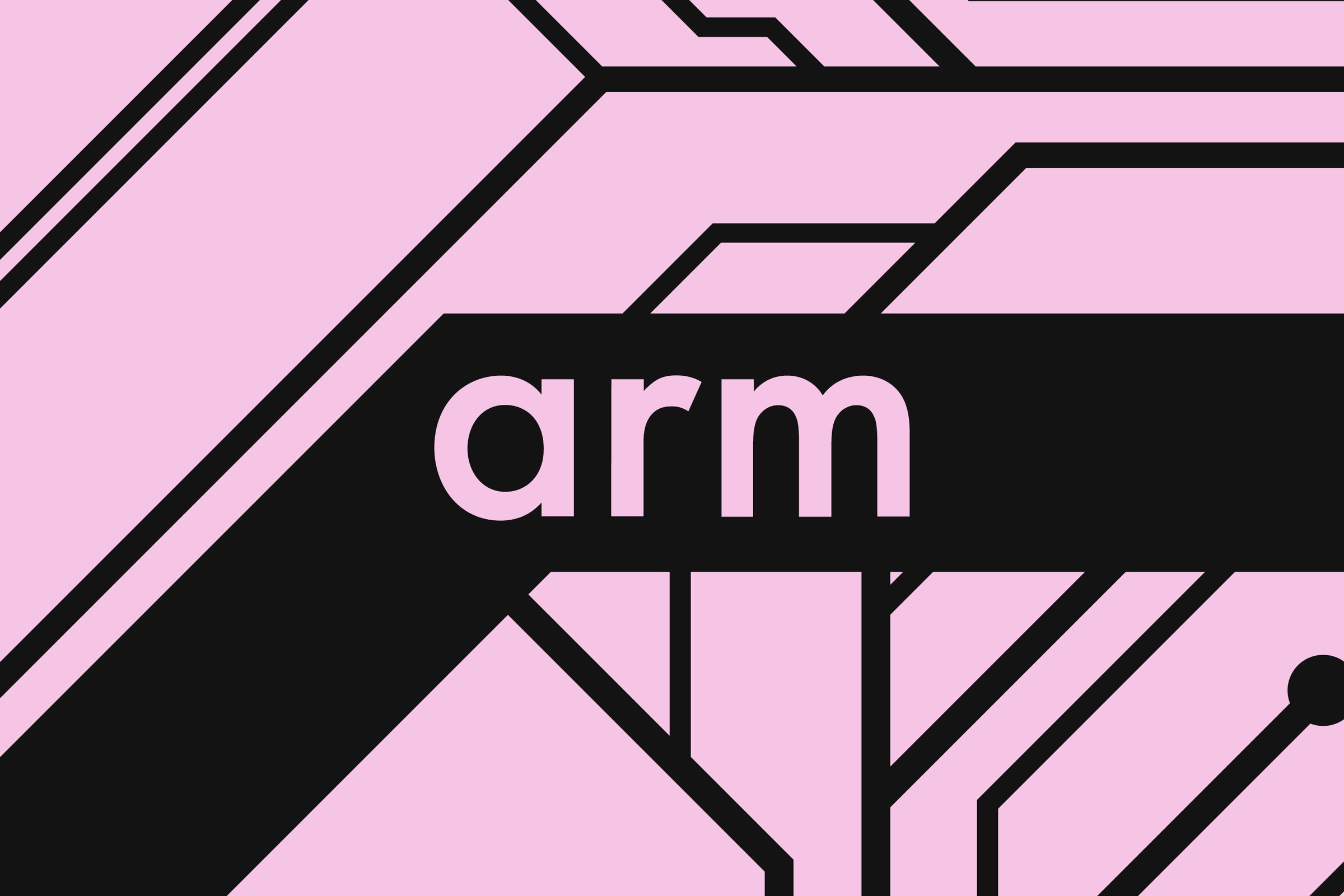 An image showing the Arm logo on a pink background