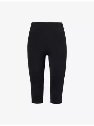 Zip-Pocket Stretch-Woven Cropped Leggings