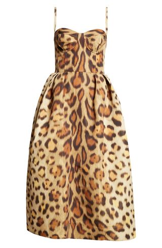 Jaguar Print Faille Bustier Cocktail Dress