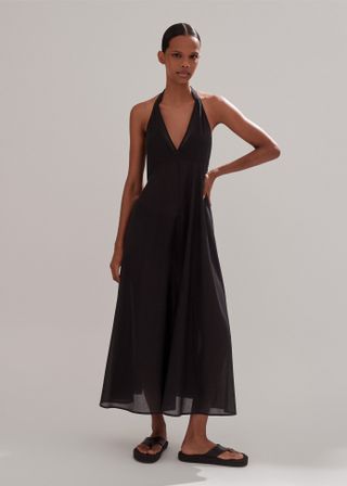 Sheer Halterneck Maxi Slip Dress