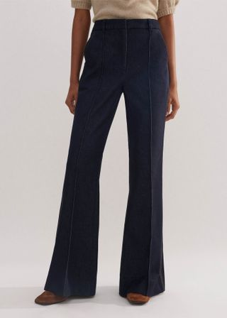 Cotton-Blend Denim Kick Flare Trouser