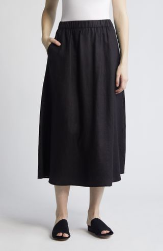 A-Line Organic Linen Midi Skirt