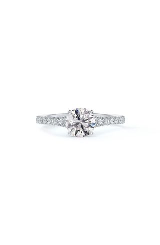 Round Diamond Engagement Ring With Diamond Band