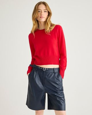 Cashmere Shrunken Crewneck Sweater