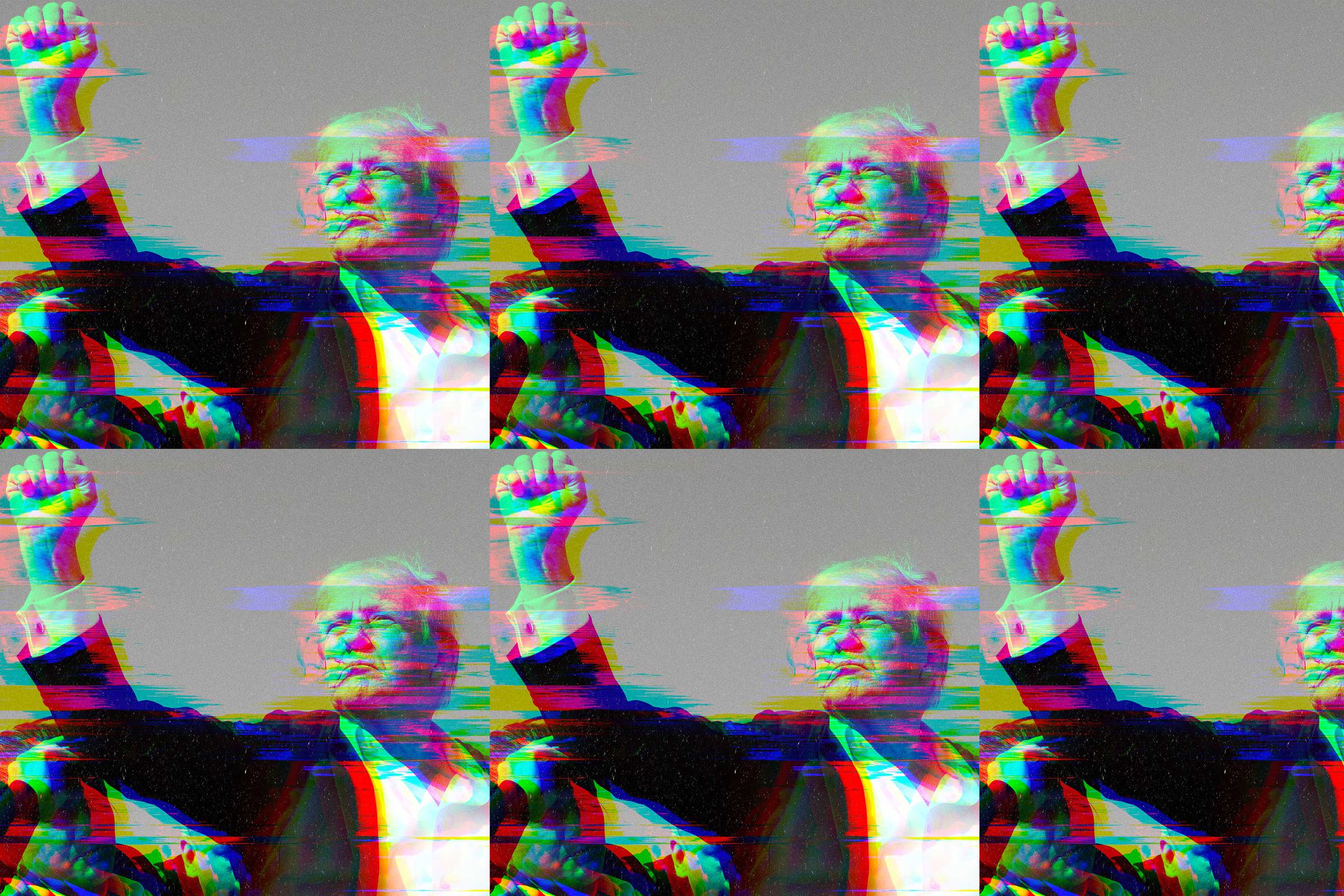 A glitching image of Donald Trump