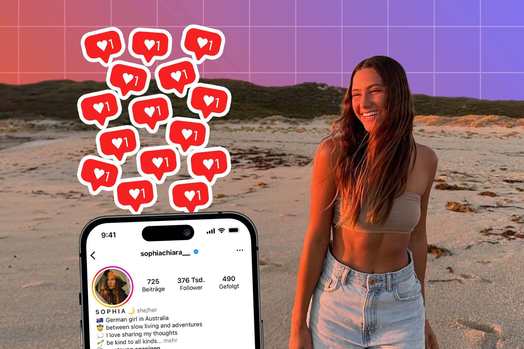 Sophia Chiara hat auf Instagram über 376.000 Follower. Sie cruist derzeit mit ihrem Van durch Australien und genießt ihr Leben in vollen Zügen. Wie sie sich das leisten kann.