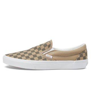 Vans, Classic Slip-On Sneakers in Canvas Block Brown