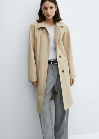 Cotton Trench Coat With Belt