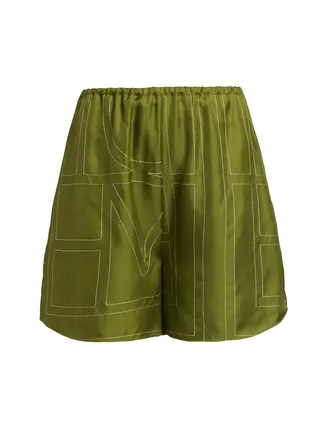 Toteme, Monogram Silk Twill Pajama-Style Shorts