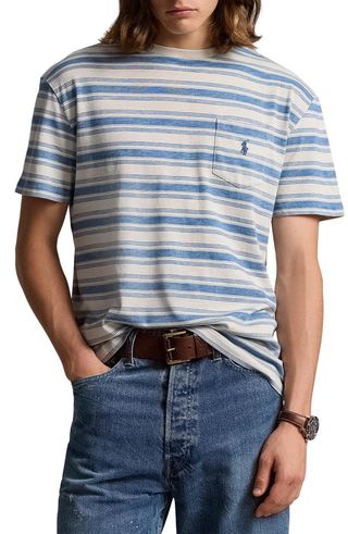 Stripe Cotton Pocket T-Shirt