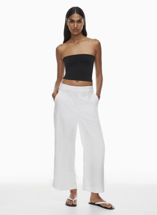 cropped white linen pants