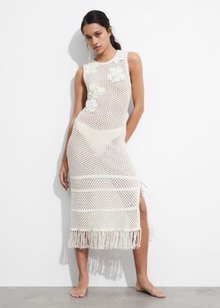 Fringed Crochet Midi Dress