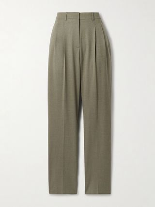 Pleated Wool-Twill Tapered Pants