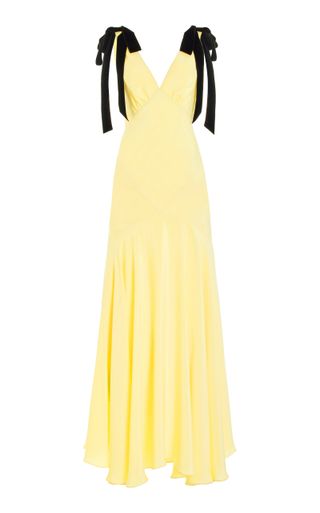 Rodarte Ribbon-Detailed Silk-Crepe Maxi Dress