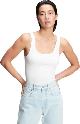 Gap Womens Ribbed Tank Top Cami, Optic White, Medium Us