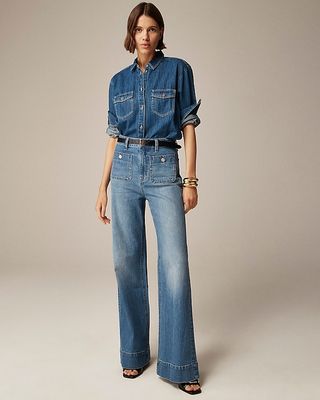 High-Rise Sailor Denim Trousers by J.Crew