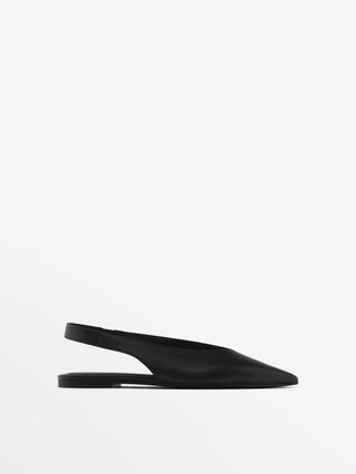 massimo dutti, Slingback Ballet Flats With Pointed Toe