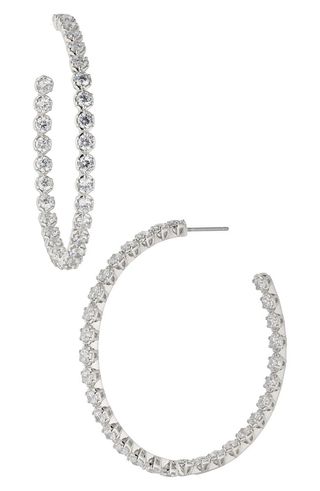 Large Cleo Cubic Zirconia Inside Out Hoop Earrings