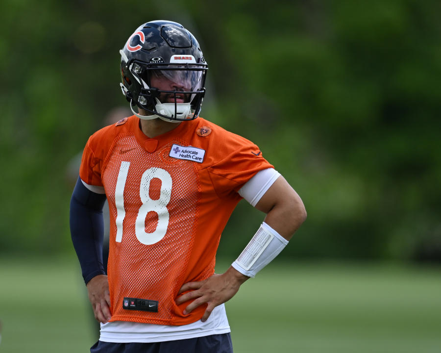 Caleb Williams and the Bears rookies report today. (Photo by Quinn Harris/Getty Images)