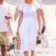 Pamela Anderson Just Wore Summer 2024's #1 Skirt Trend With Sneakers in France